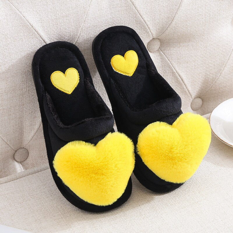 Love Heart Plush Slippers