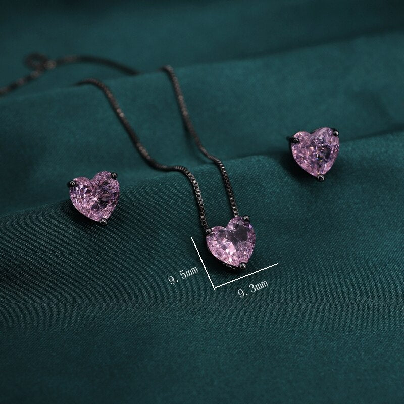 Crystal Small Heart Jewelry Set