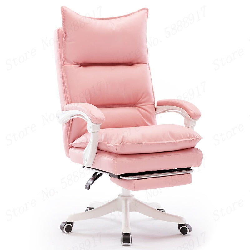 Plush Pink Leather Gaming Chair