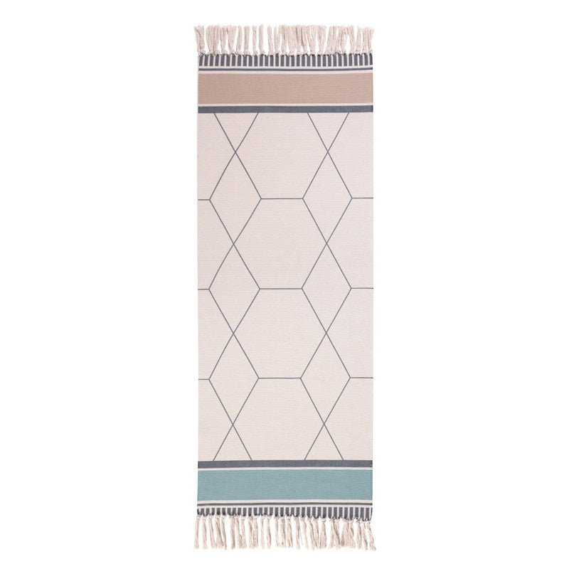 Cotton and Linen Tassel Woven Rug