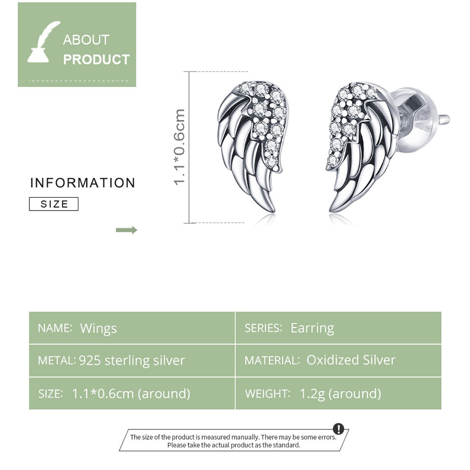 925 Sterling Silver Dazzling Wings Stud Earrings