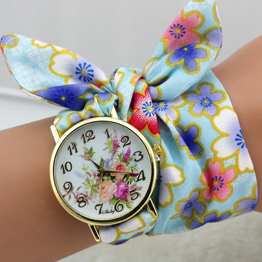 Flower Cloth Wrist Watch