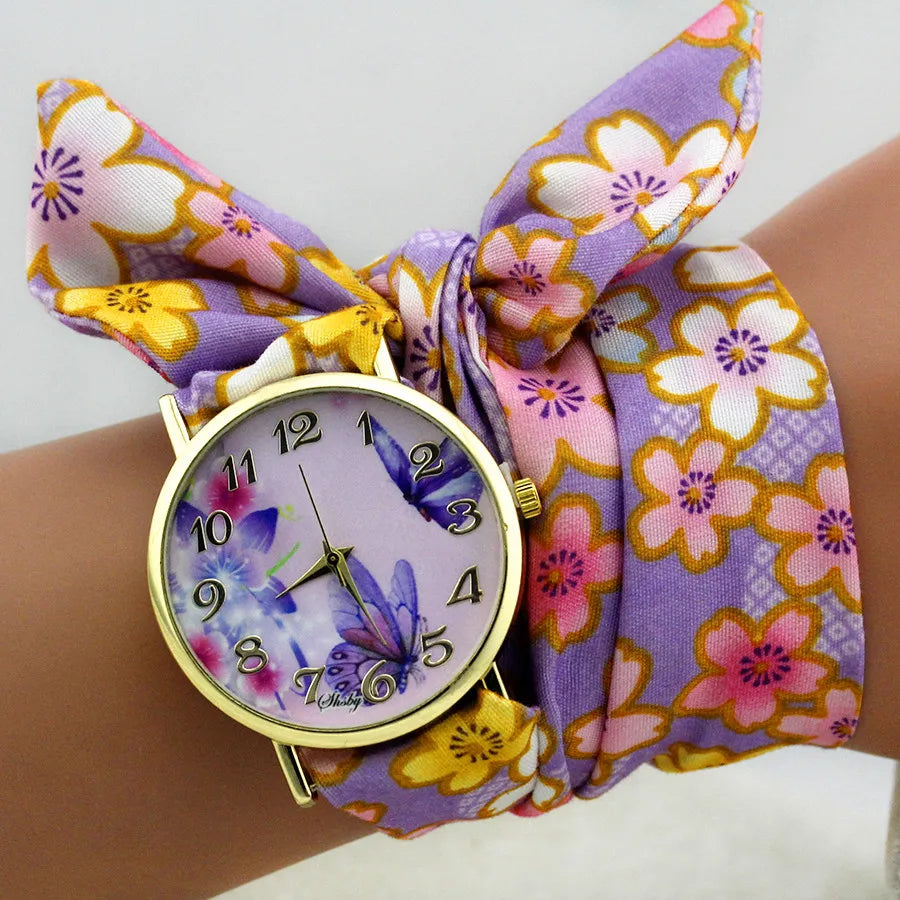 Flower Cloth Wrist Watch