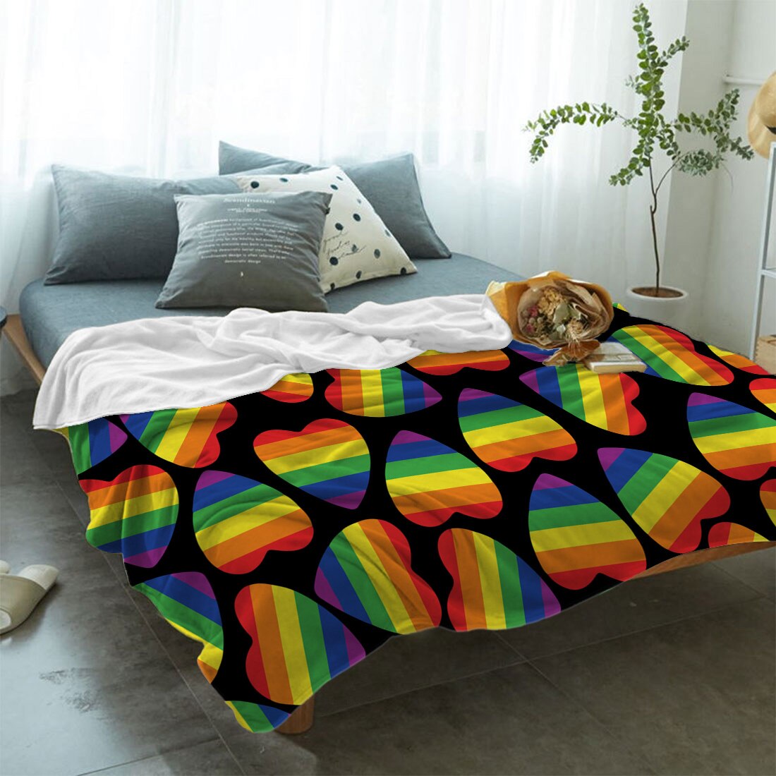 Pride Rainbow Love Throw Blankets