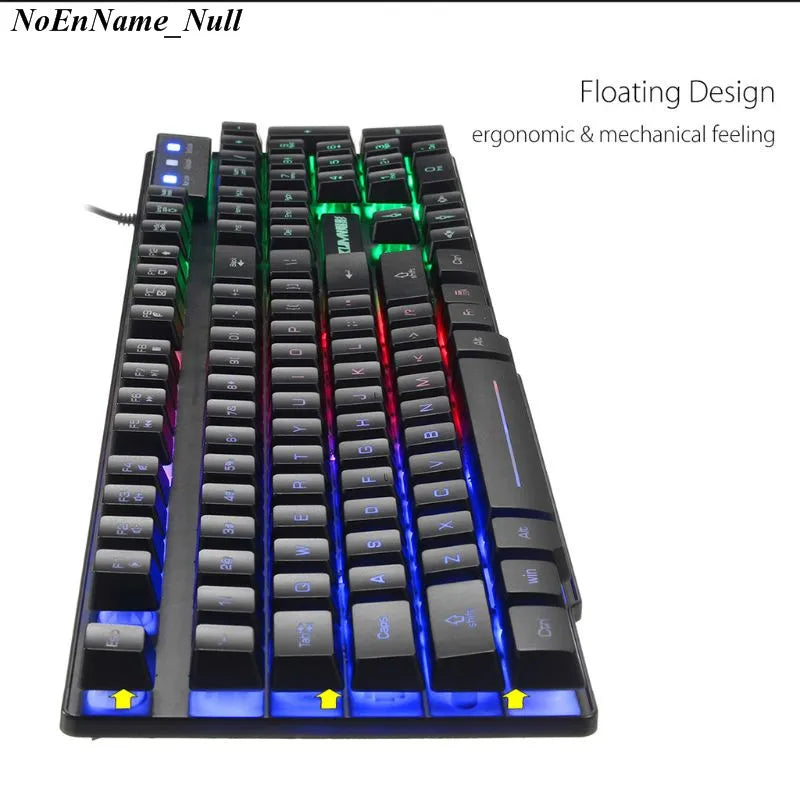 Rainbow LED Backlit Multimedia USB Gaming Keyboard, Wired Mouse, and Mouse Pad