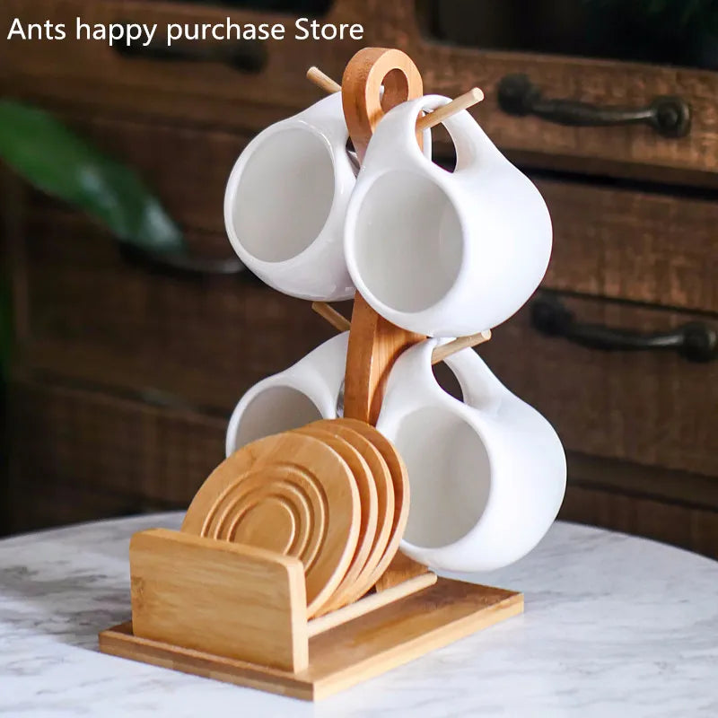 4Pcs Coffee Mug Holder w/ Coasters