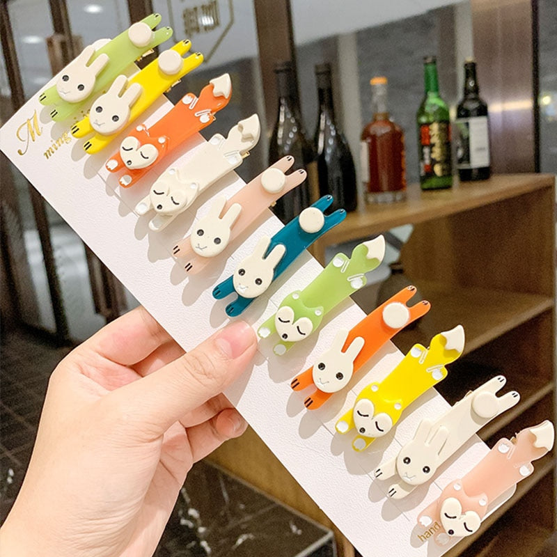 Multicolor Foxes and Bunnies Hair Clips