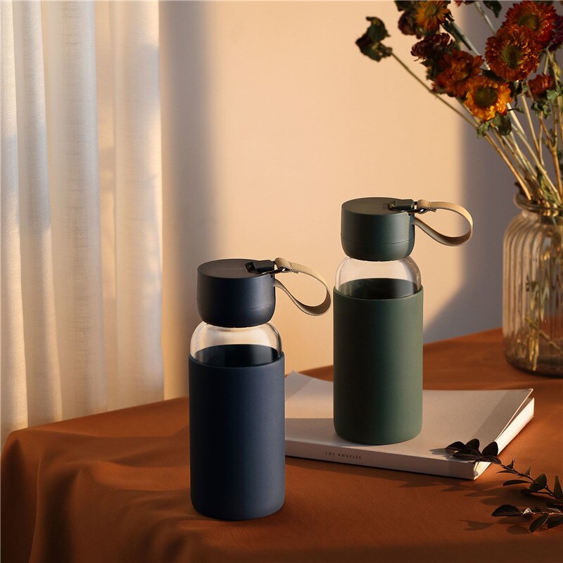 Glass Portable Water Bottle w/ Silicone Cover