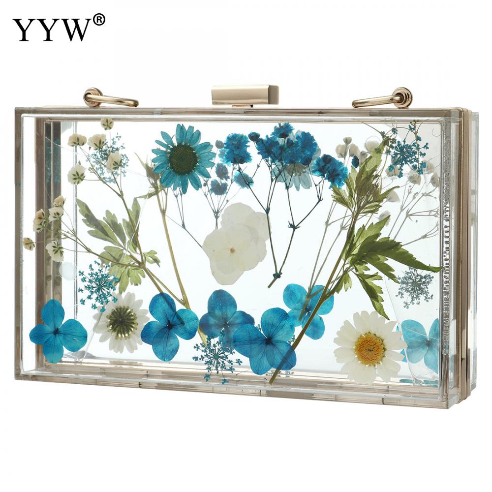 Acrylic Transparent Floral Evening Clutch