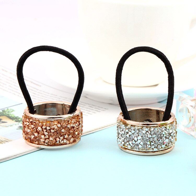 Elastic Hairband with Glitter and Metal Band