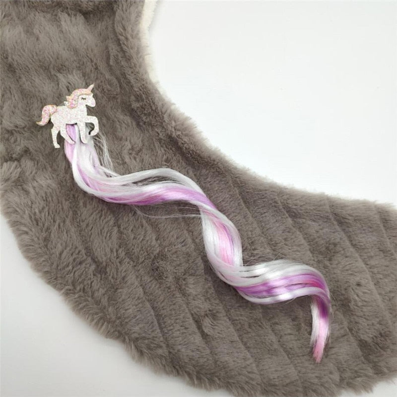 Cute Glitter Unicorn Hair Clip w/ Rainbow Extension