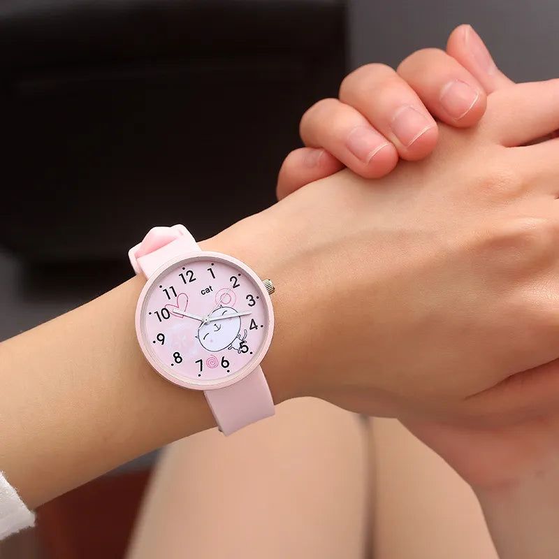 Cute Kitty Solid Color Watch