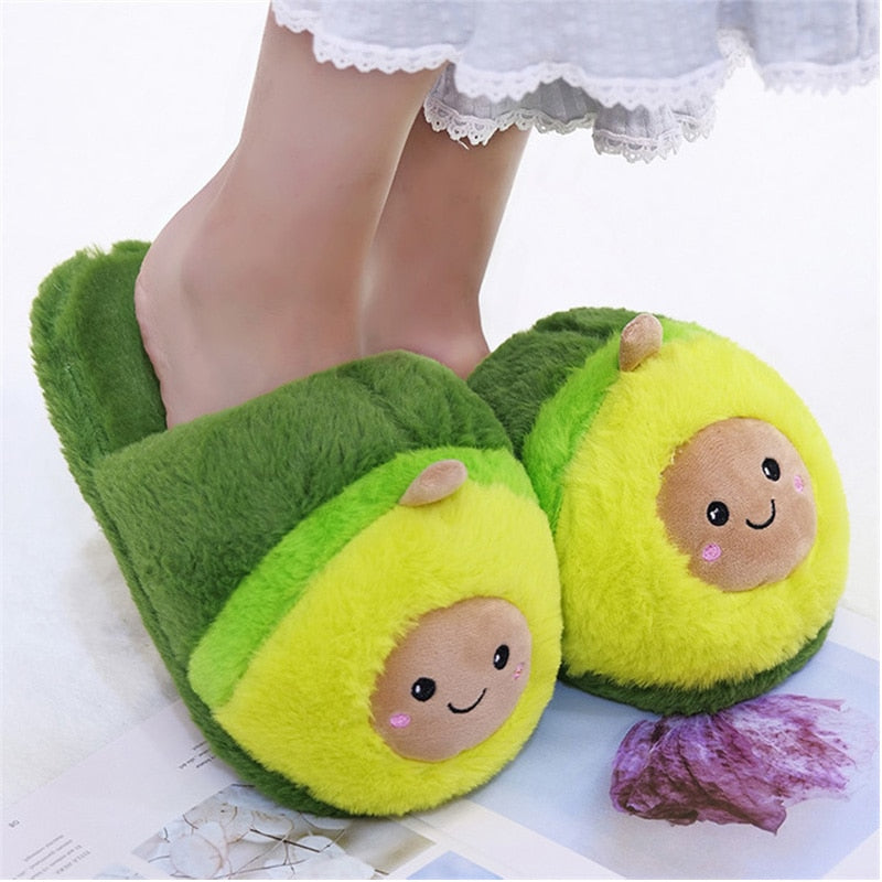 Adorable Avocado Plush Slippers