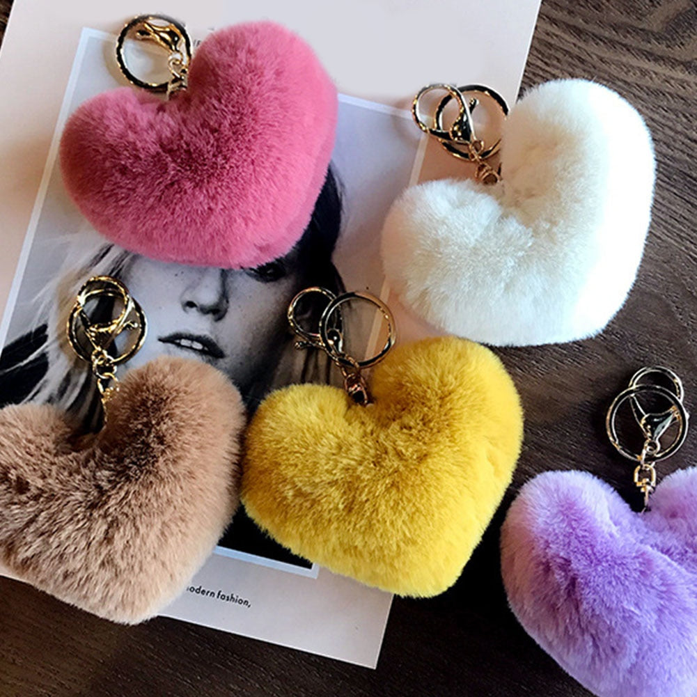 Cute Pompom Heart Keychain