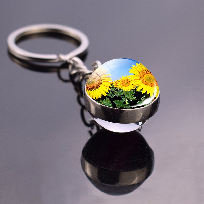 Assorted Flower in a Glass Ball Keychains