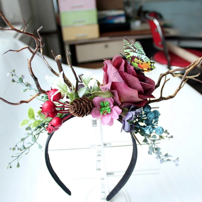 Flowery Branches Antlers Headband