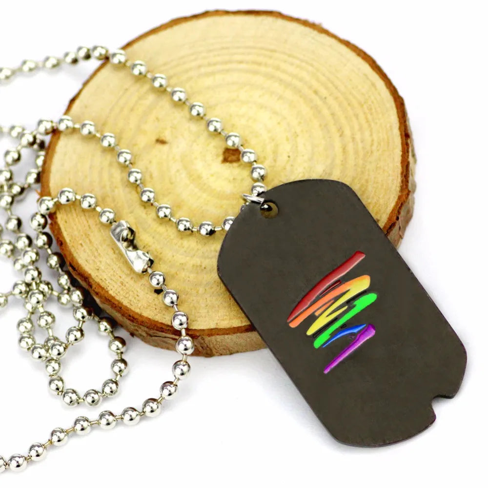 Rainbow Dog Tag Necklace