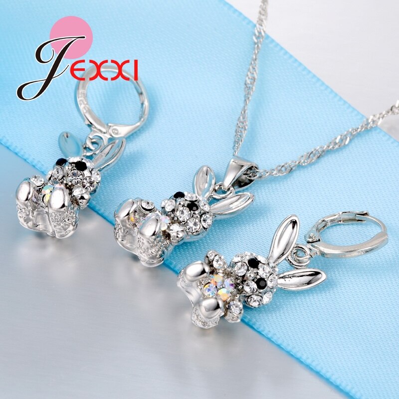 925 Sterling Silver Bunny Necklace and Earrings