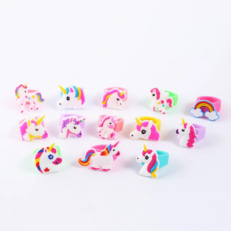 10Pcs Rainbow Unicorn Rubber Ring