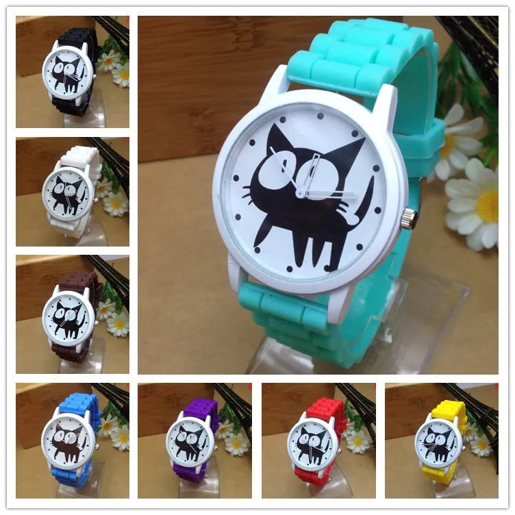 Silicone Black Kitty Watch