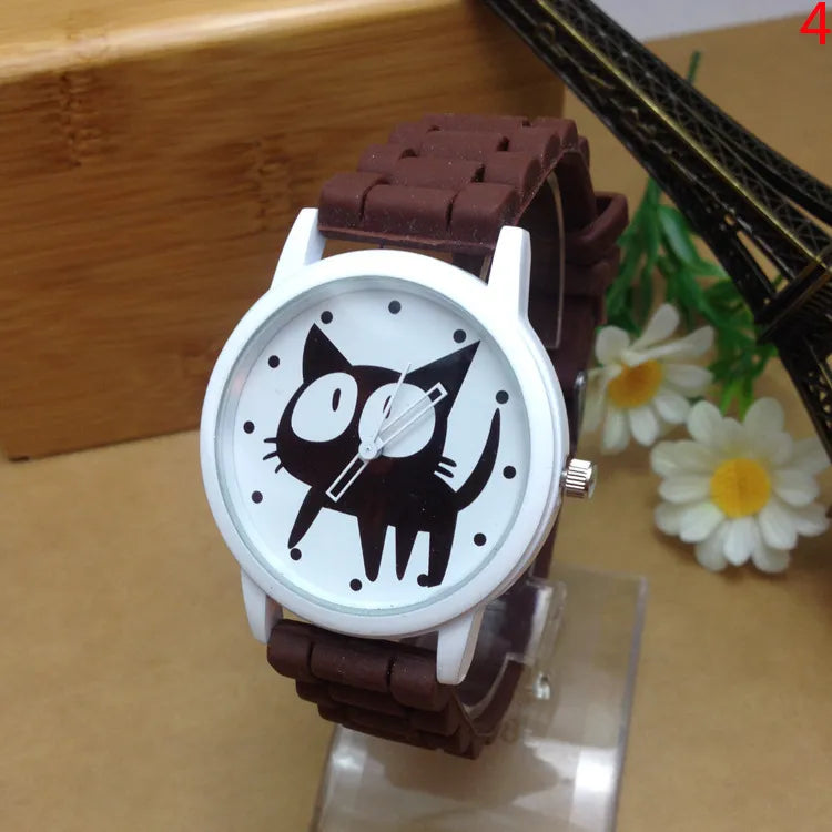 Silicone Black Kitty Watch