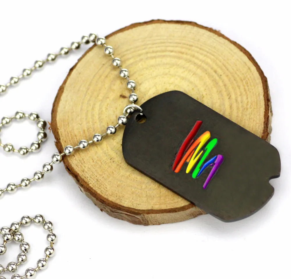 Rainbow Dog Tag Necklace