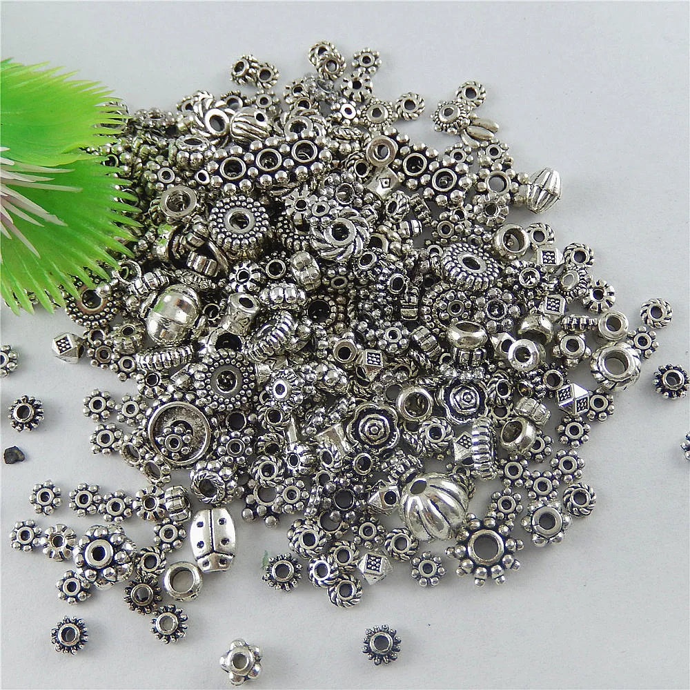 100Pcs Bali Deluxe Spacer Mixed Antique Silver Color Charms