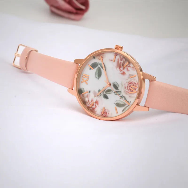 Rose Flower Dial Watch