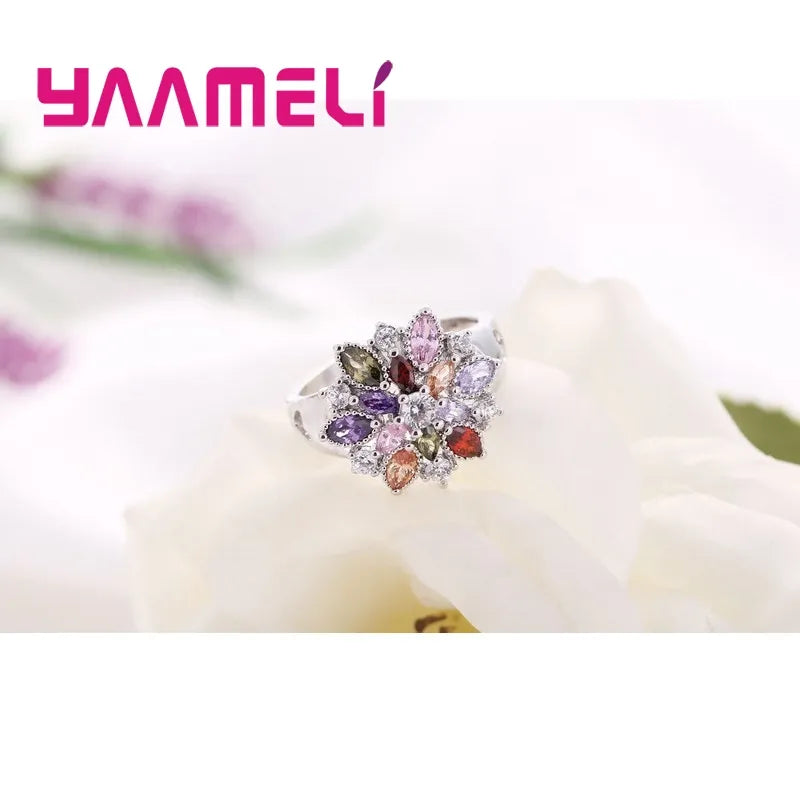925 Sterling Silver Summer Flowers Ring