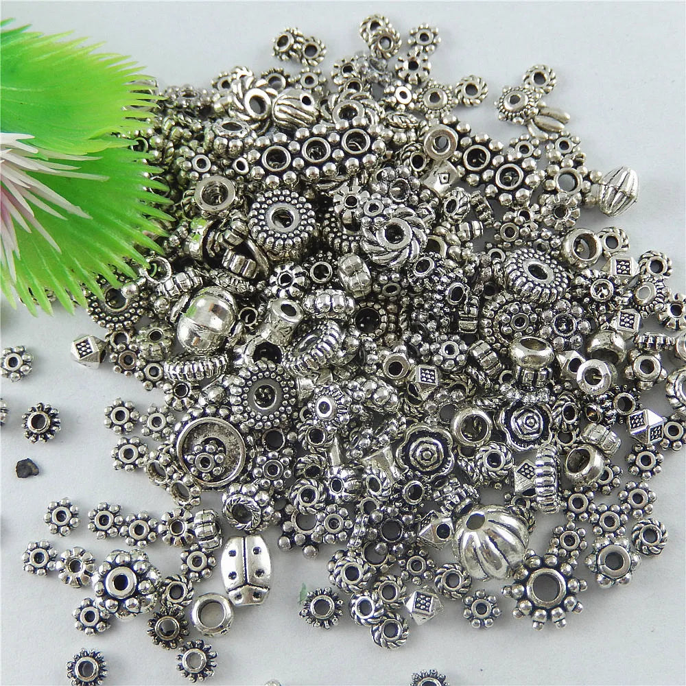 100Pcs Bali Deluxe Spacer Mixed Antique Silver Color Charms