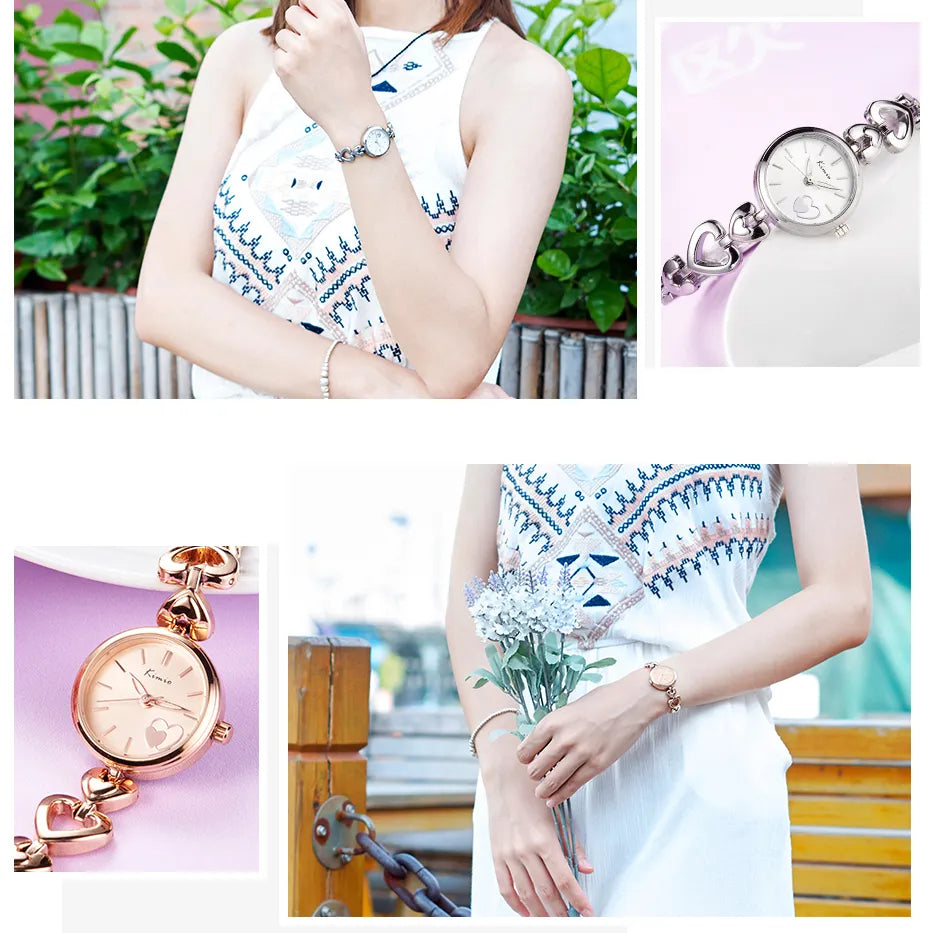 Cute Stainless Steel Heart Band Watch