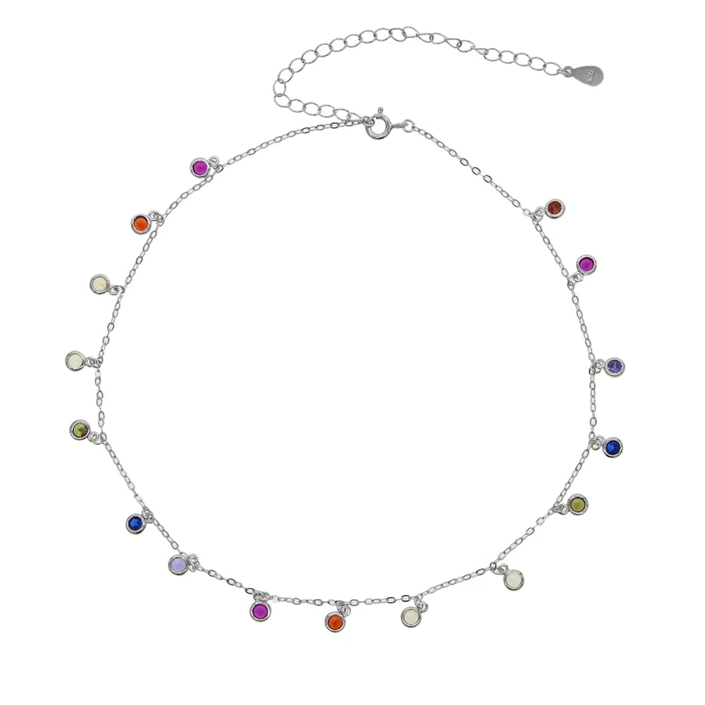 925 Sterling Silver Simple Rainbow Necklace