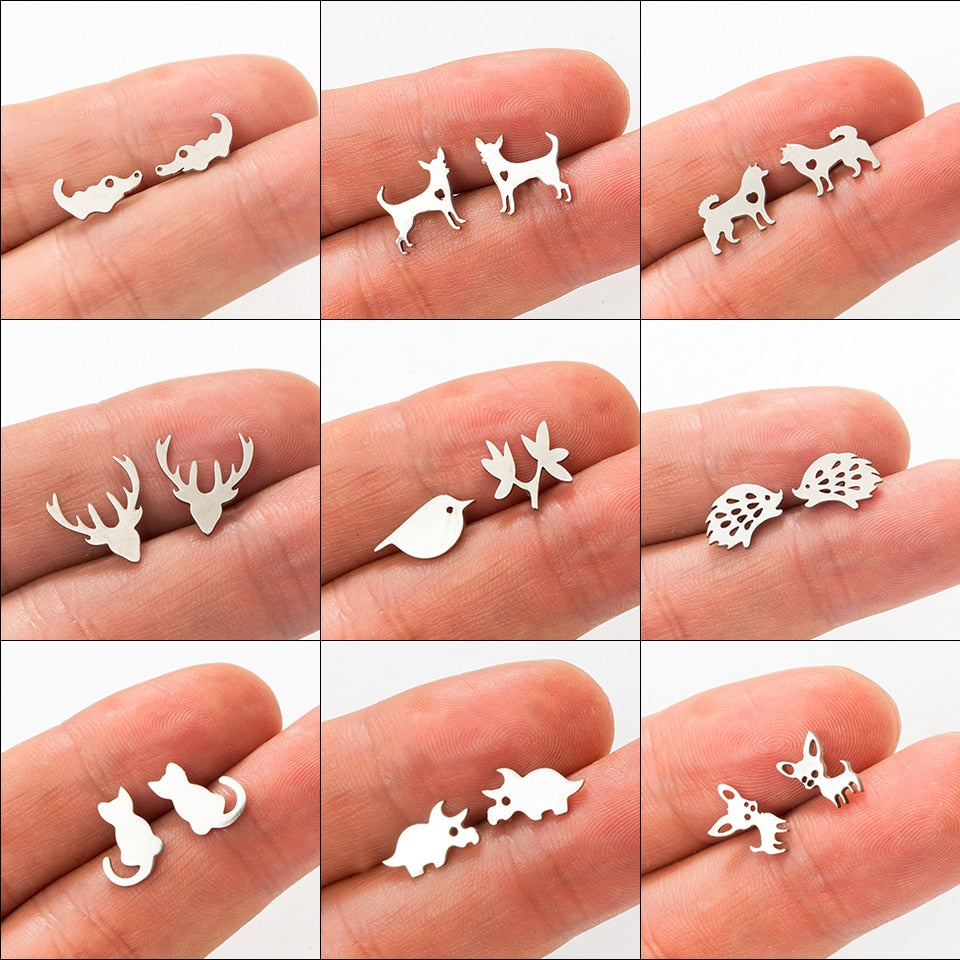 Cute Minimalist Animal Stud Earrings