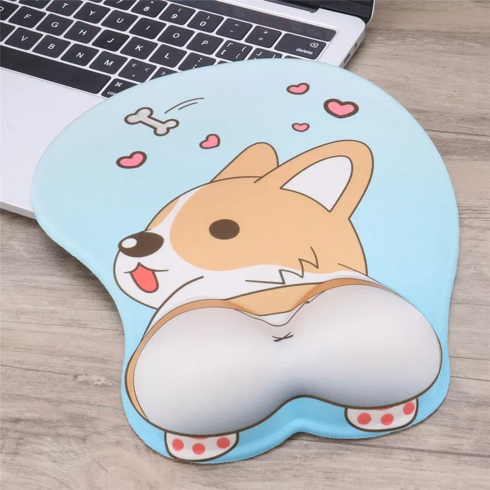 Adorable Puppy Booty Mouse Pad w/ Wrist Rest