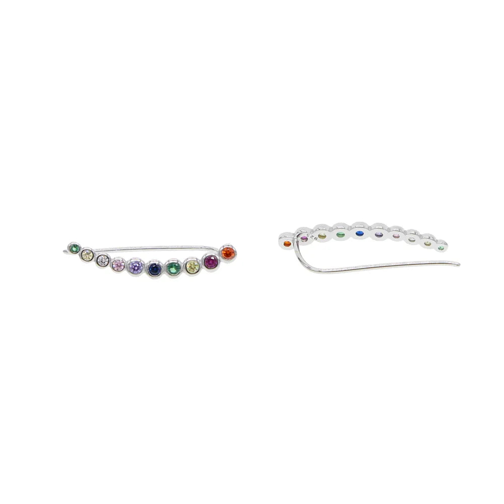 925 Sterling Silver Rainbow Cubic Zirconia Earrings