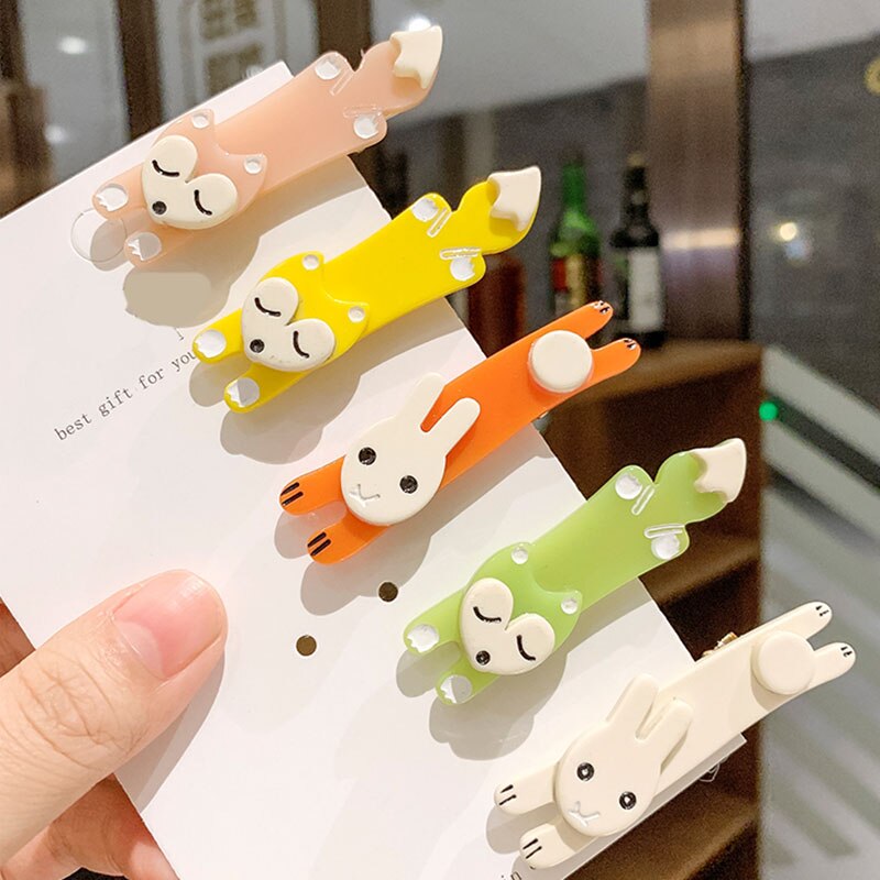 Multicolor Foxes and Bunnies Hair Clips
