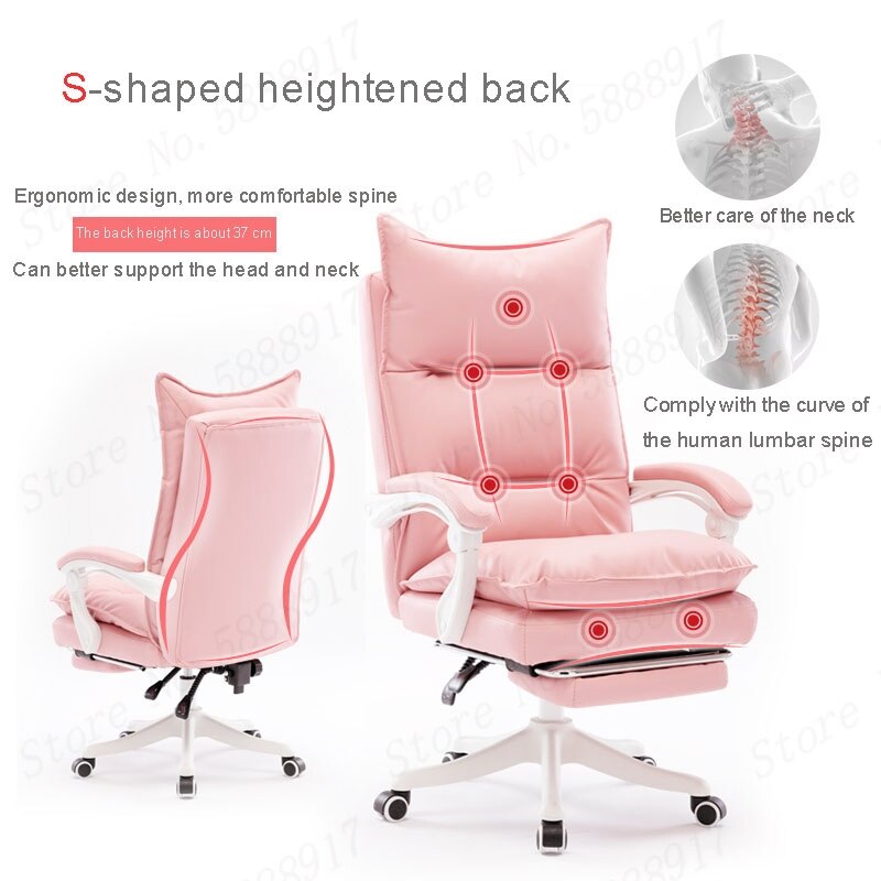 Plush Pink Leather Gaming Chair