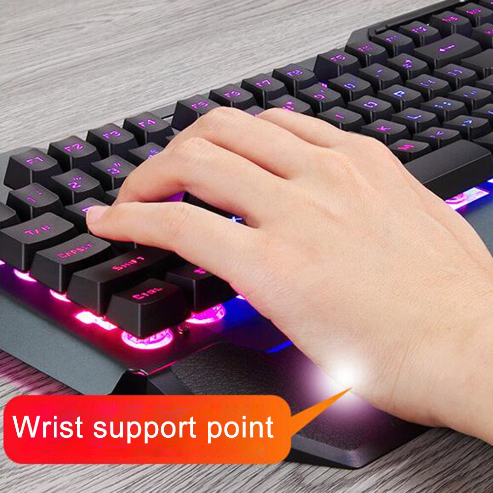 RGB Backlit Multi Shortcuts Gaming Keyboard w/ Pen and Phone Holder
