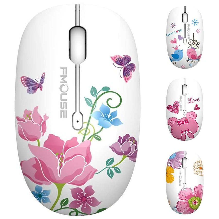 Cute Flowery Silent Wireless Mouse