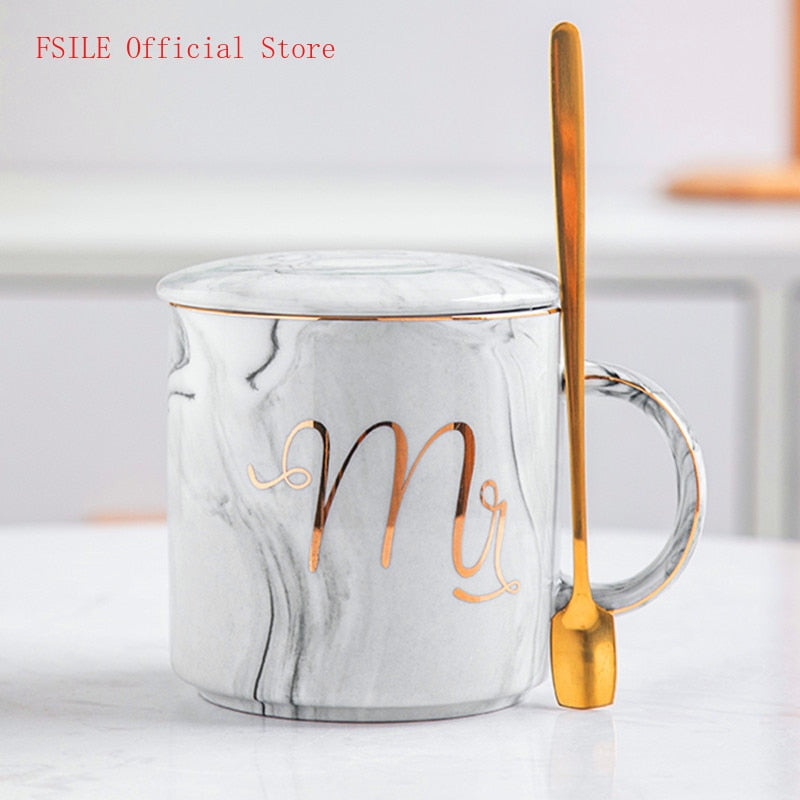 Mr. and Mrs. Marble Coffee Mugs