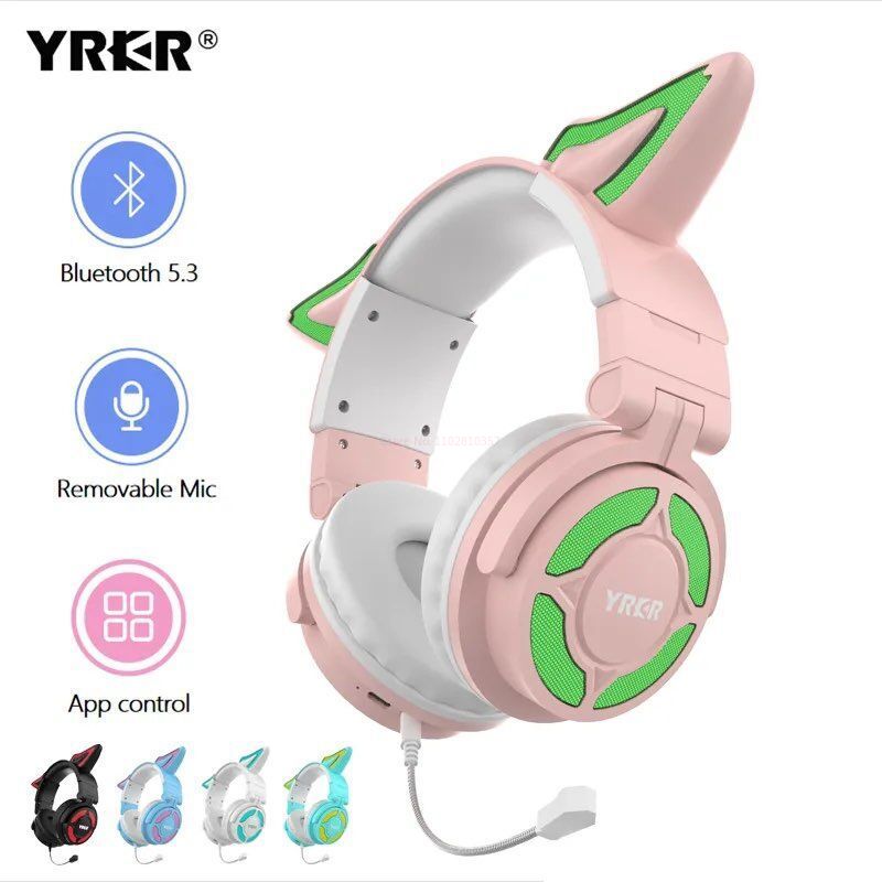 Cute Cat Ear Headphones w/ LED Lights