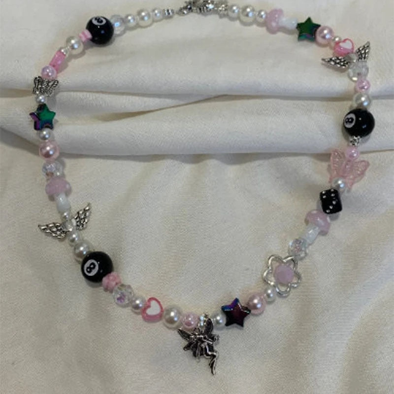8 Ball, Pearl, and Fairy Necklace and Bracelet