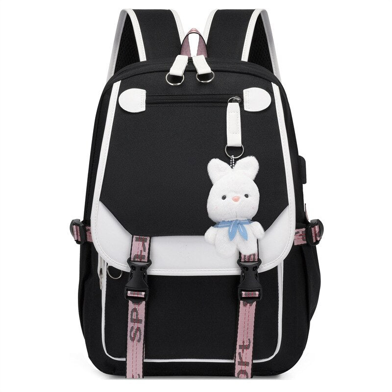 Cute Backpack w/ Bunny Keychain