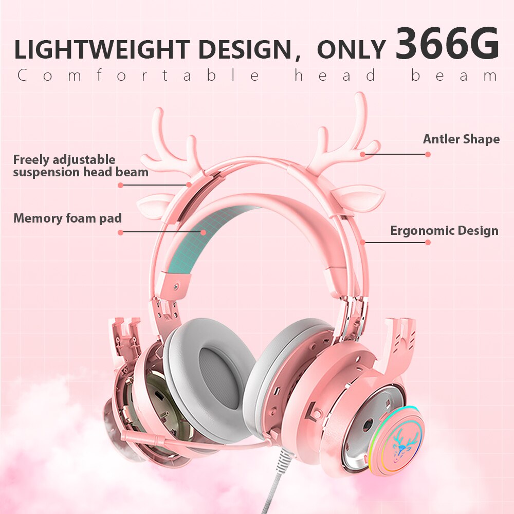Cute Antlers and Ears Headphones w/ Mic