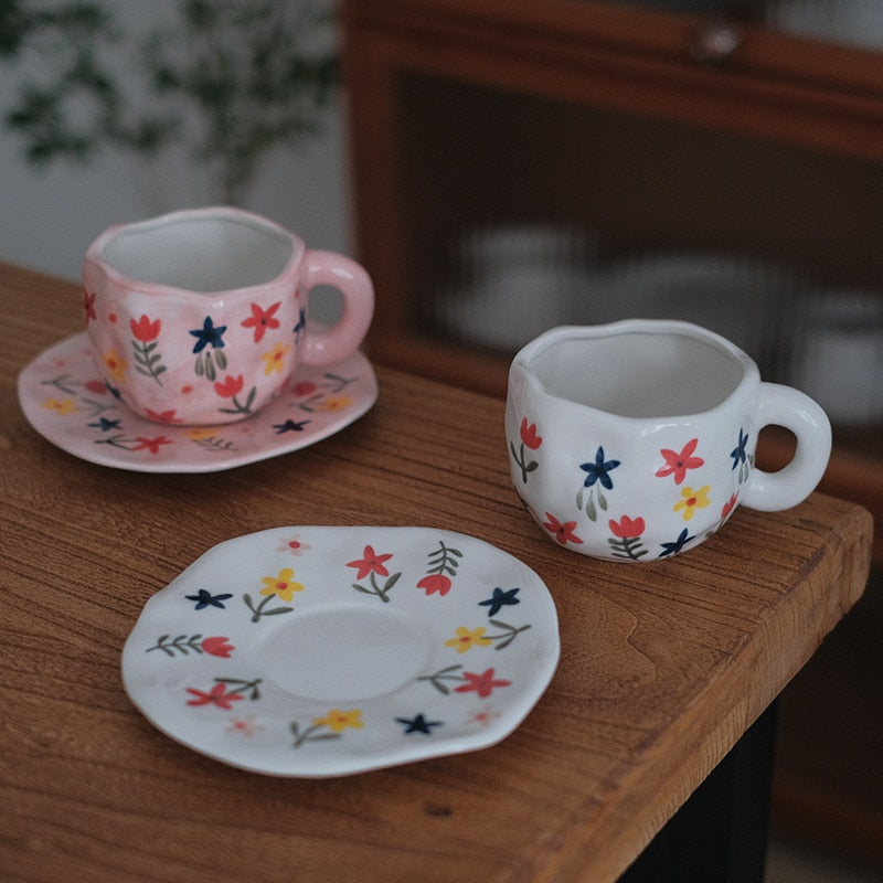 Hand Painted Coffee Cup w/ Saucer