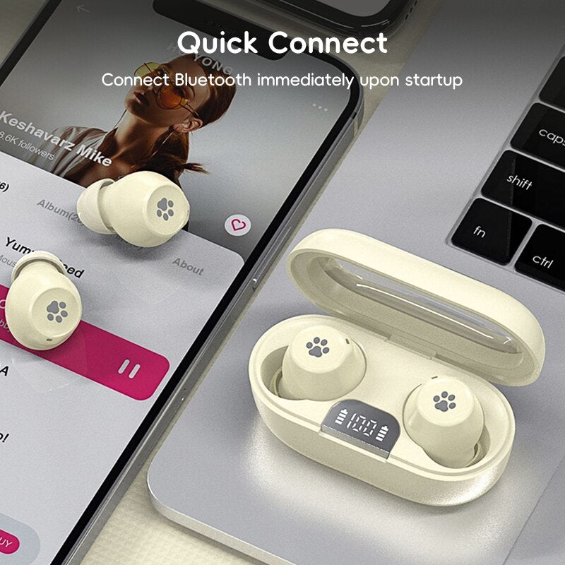 Cute Bluetooth Earphones w/ Digital Display