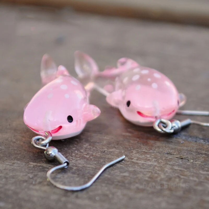 Pink Shark Fish Earrings