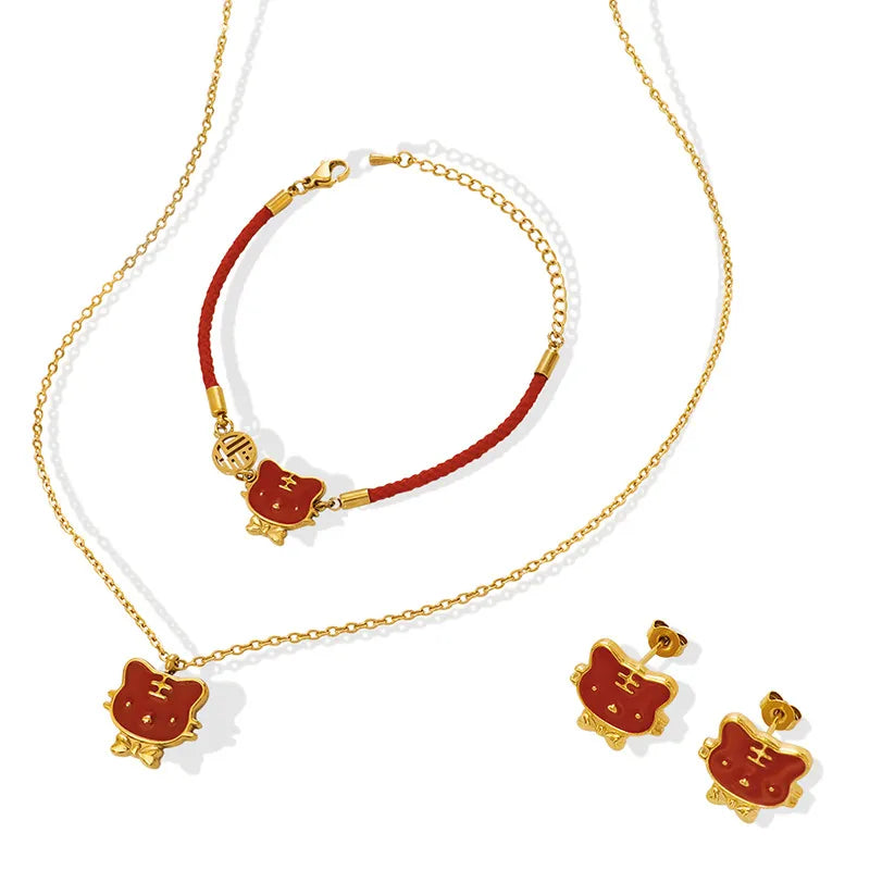 Red Hello Kitty Jewelry Set