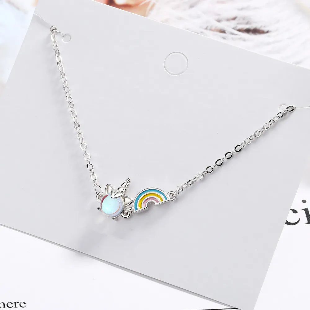 925 Sterling Silver Rainbow Unicorn Charm Bracelets