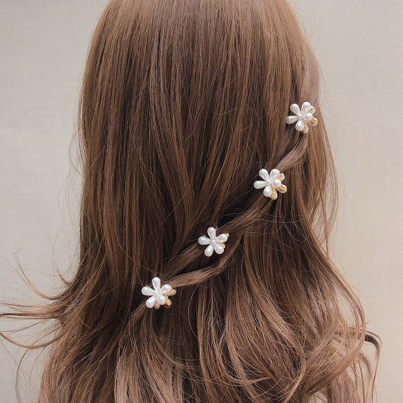 2pcs Mini Pearl Flower Hair Clips